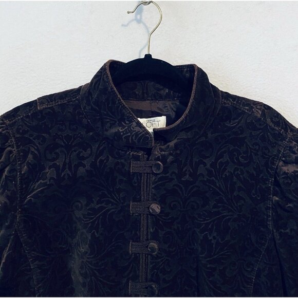LOFT Jacket Womens 16 Purple Damask Velvet Button Up Steampunk Victorian Gothic - Picture 2 of 5